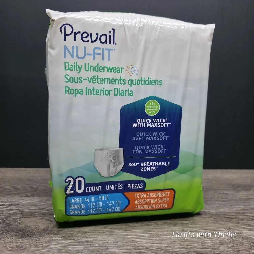 Prevail Nu-Fit - Adult Daily Underwear - Unisex - Size Large - Pack of 20 - New